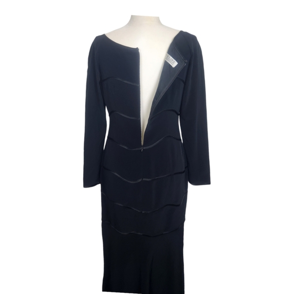 Vintage Niteline Black Formal Evening Gown Mermaid Flare Hem Long Sleeves Size 6 - Picture 5 of 10